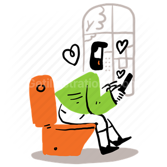 man, people, toilet, hearts, phone, smartphone